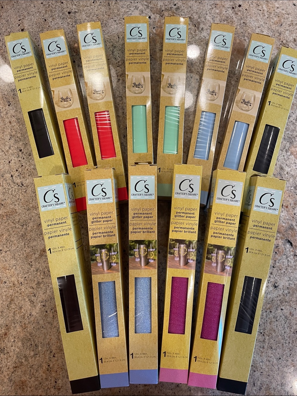 14 Rolls Crafter's Square Permanent Vinyl Paper Glitter Matte Cricut Craft NEW